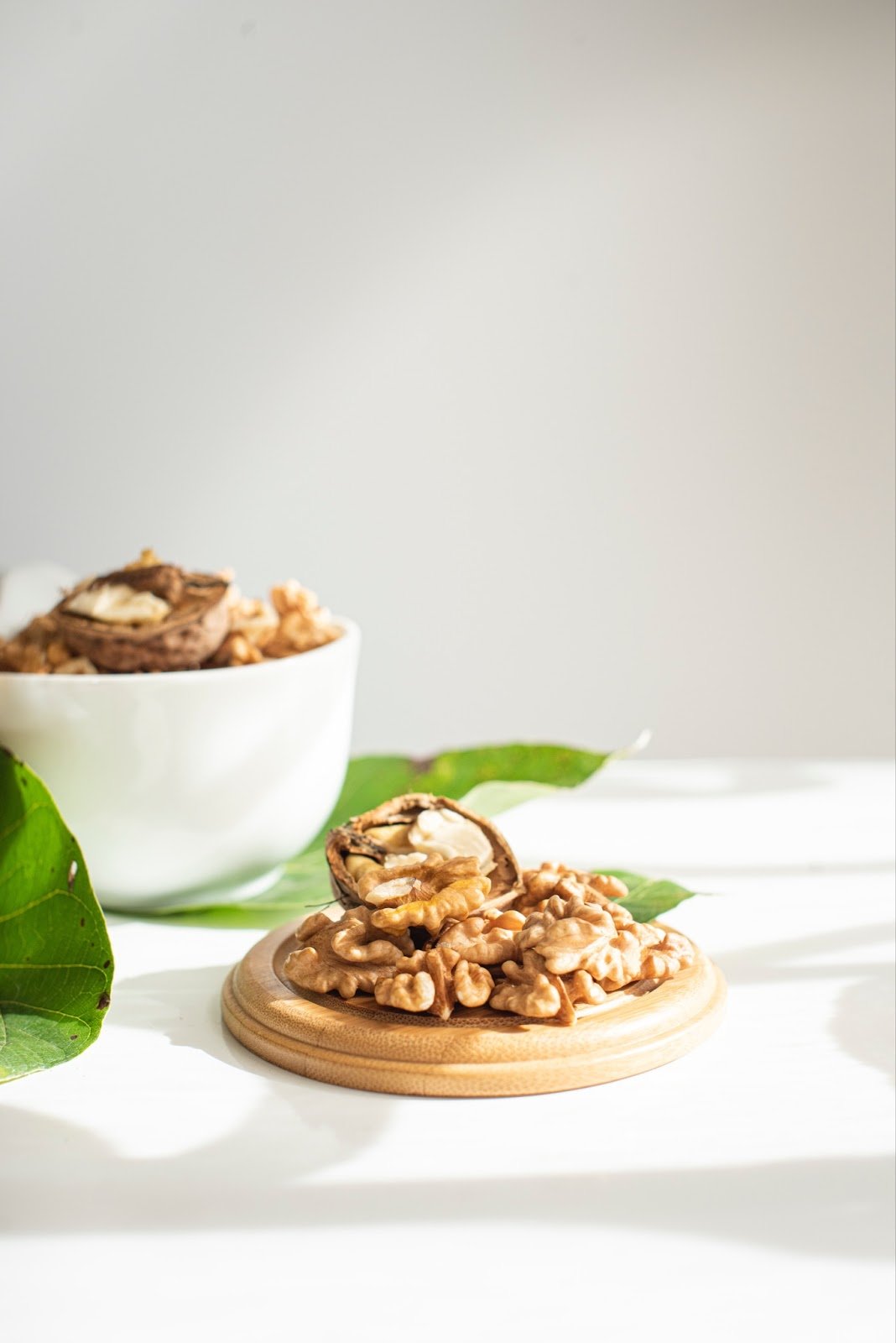 walnuts on wooden plate